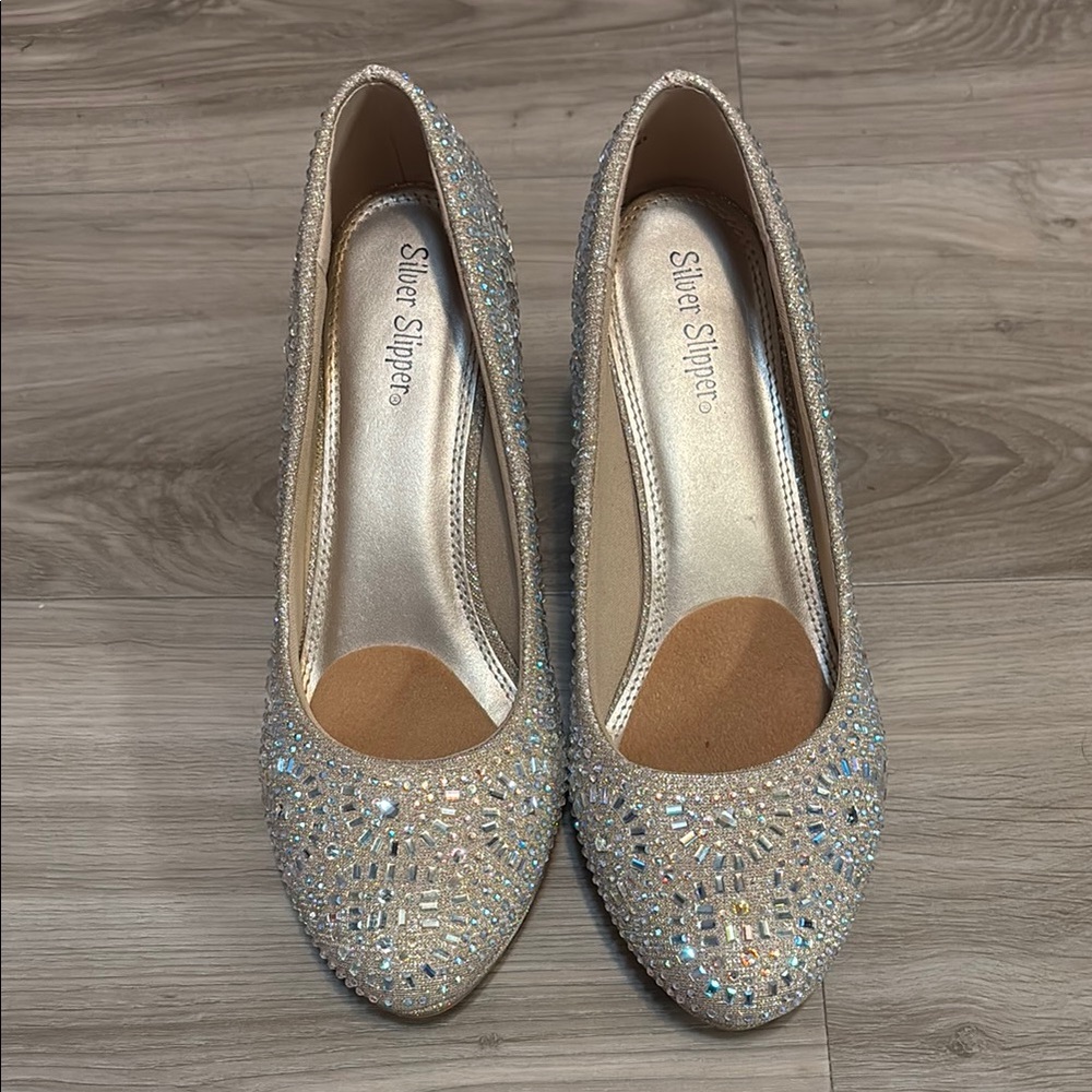 Women's Glittering Cream Color Heels